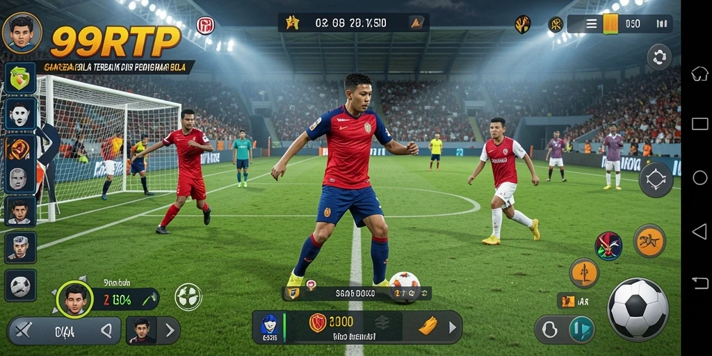 Tangkapan layar permainan 99RTP yang menampilkan aksi mendebarkan di lapangan sepak bola.