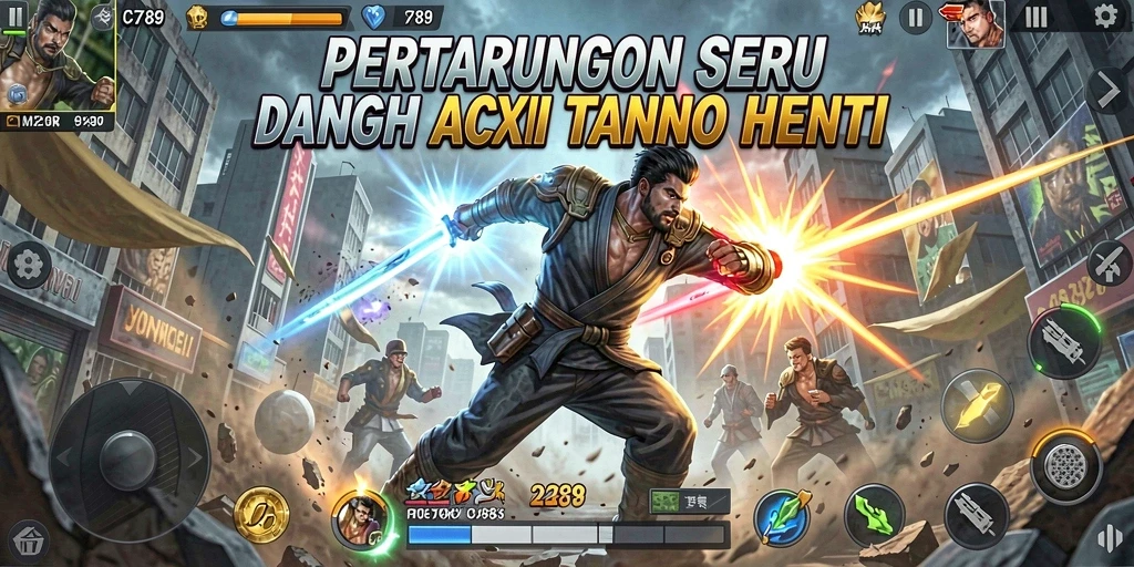 Screenshot C789 menampilkan aksi pertarungan intens dan grafis yang mengesankan.