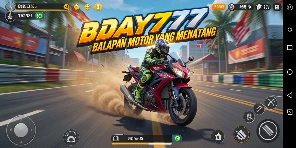 Tampilan aksi balapan motor intens dalam DAY777.