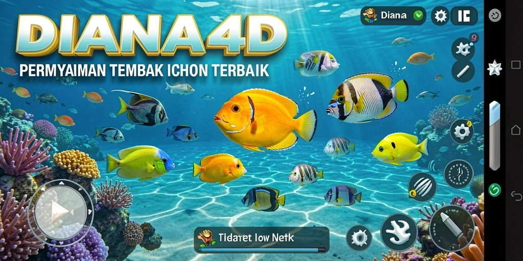 Tampilan gameplay seru DIANA4D saat menembak ikan.