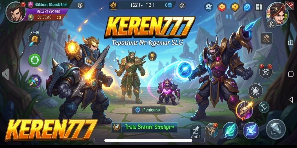 Screenshot utama KEREN777 menampilkan aksi pertempuran yang intens dalam gameplay SLG.