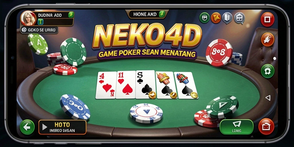 Tampilan gameplay seru dalam NEKO4D saat bermain Poker.