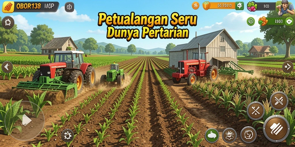 Screenshot gameplay OBOR138 yang menunjukkan aktivitas bertani yang seru.