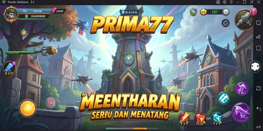 Tampilan menara pertahanan dalam aksi menghadapi gelombang musuh.