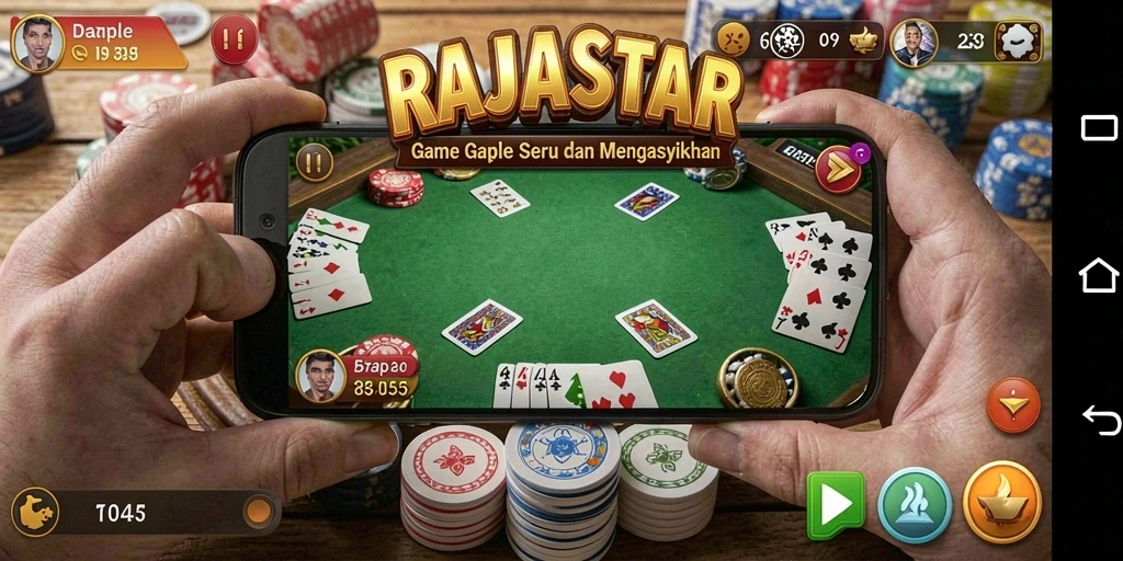 Tangkapan layar gameplay RAJASTAR yang penuh aksi Gaple.