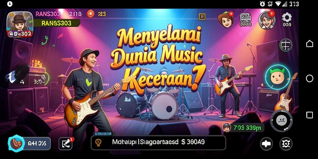 Tangkapan layar utama RANS303 menunjukkan antarmuka gameplay musik yang interaktif.