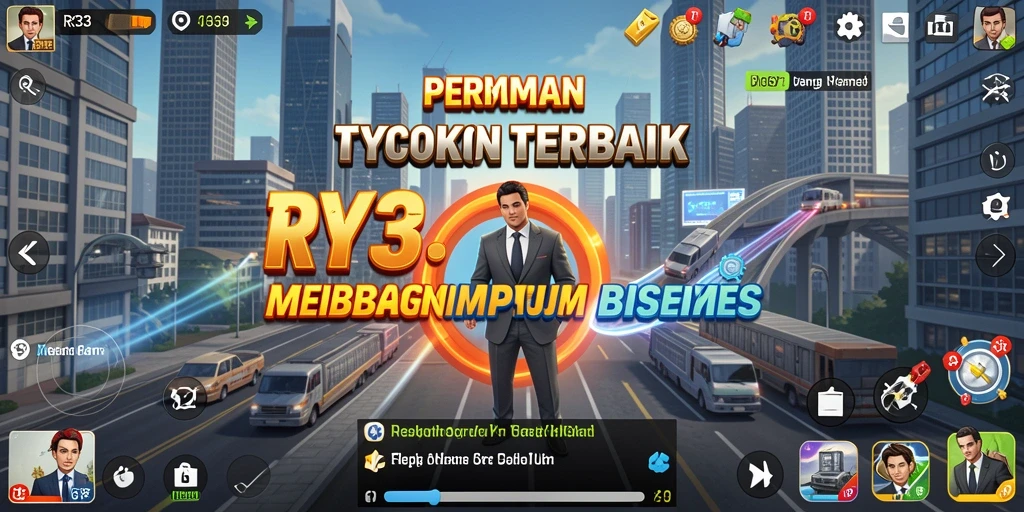 Screenshot gameplay RR33 menunjukkan aksi membangun bisnis yang seru.