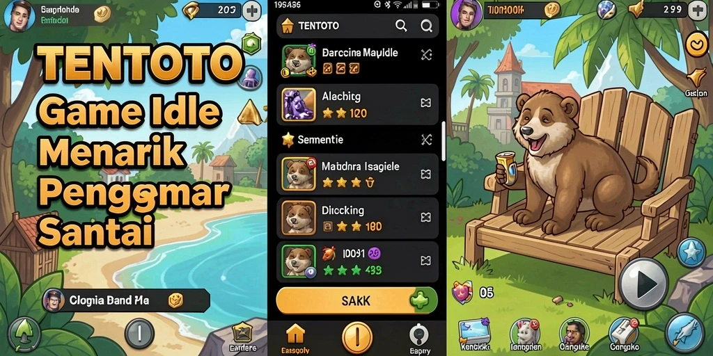 Tampilan gameplay TENTOTO yang menarik dan berwarna-warni.