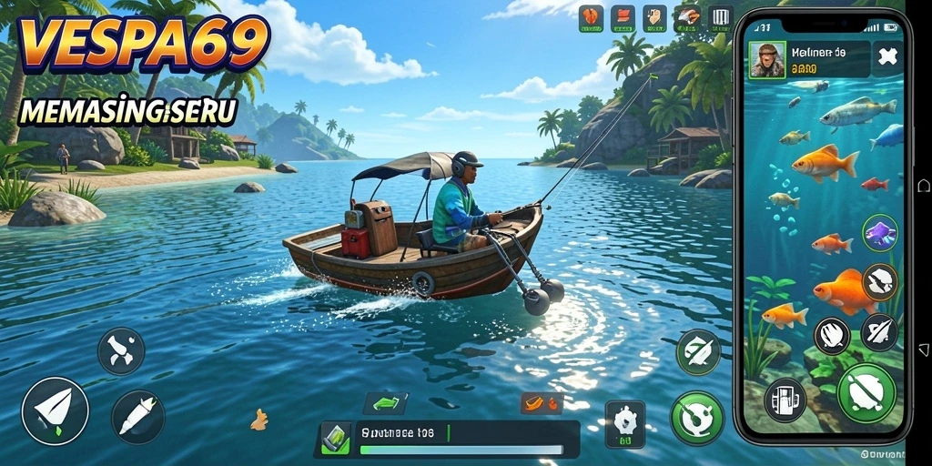Gambar menampilkan aksi memancing seru di VESPA69.