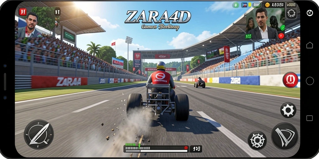Tangkapan layar ZARA4D menampilkan aksi balap yang mendebarkan dan mobil yang terperinci.