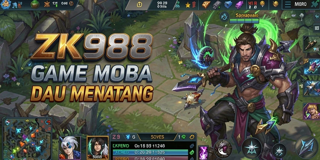 Screenshot ZK988 menampilkan serunya gameplay pertarungan MOBA.